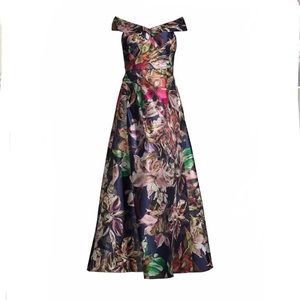 NWOT Off the Shoulder Metallic Floral Dress